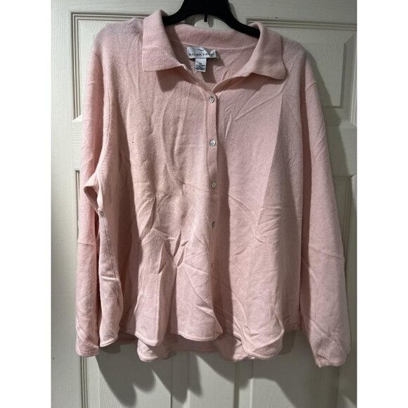 Precious Fibers Women Collared 100% Cashmere Cardigan Pink Size 2X - Picture 1 of 7